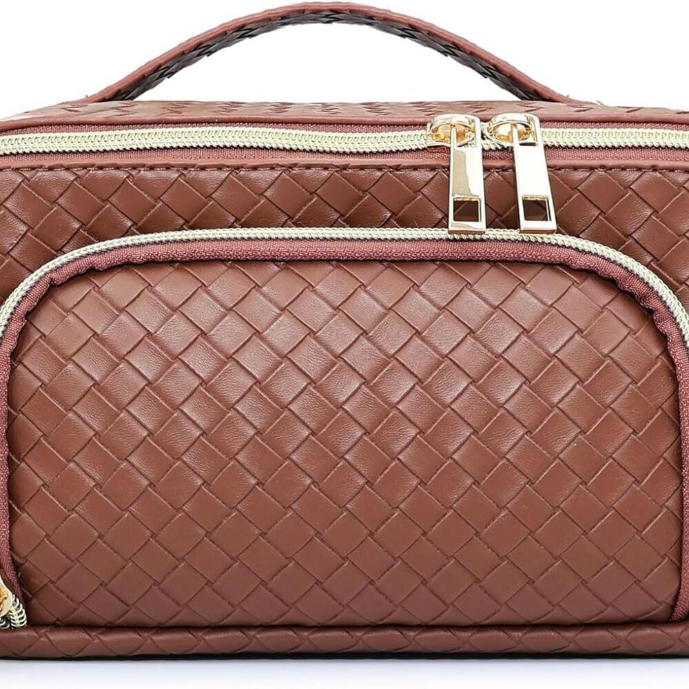 make up bags women Travel Makeup Bag Cosmetic Bag Toiletry Bag Woven,Wide Open P